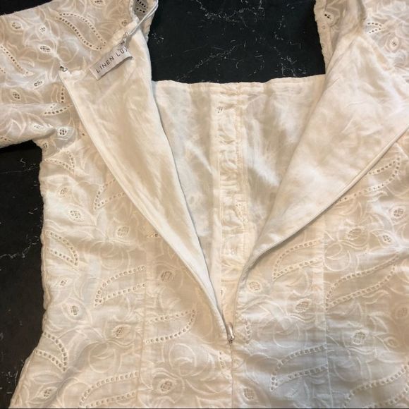 Linen lux short white dress size L - Picture 3 of 10